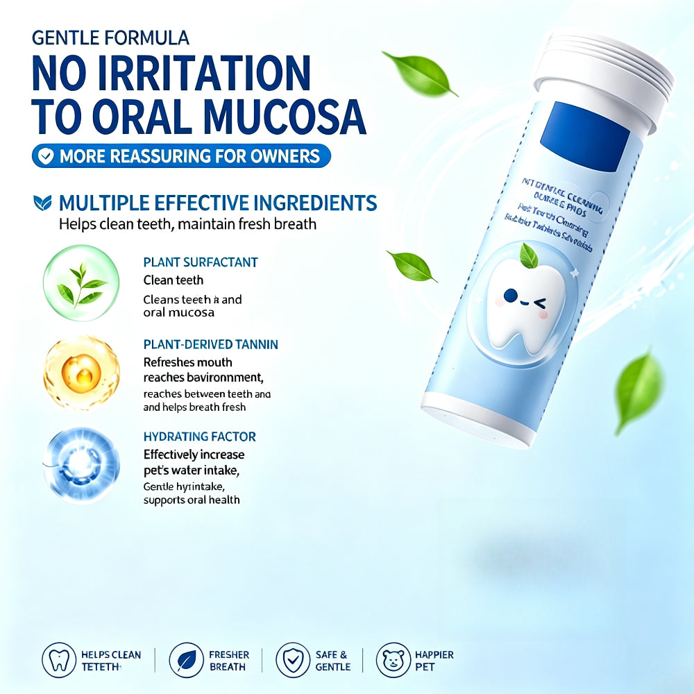 Water‑Addable Fizzing Tablets for Pet Daily Oral Care, for Dogs & Cats