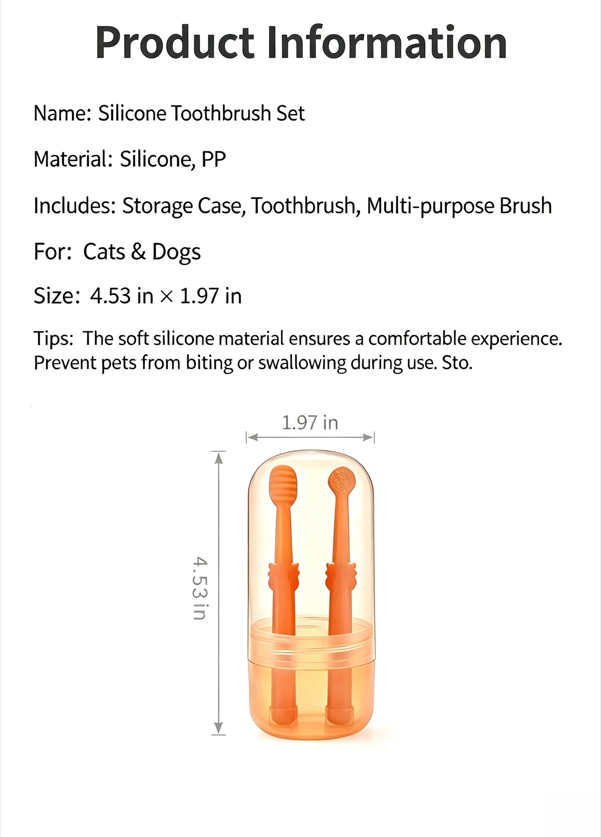 Pet Dental Cleaning Kit, Edible Safe Toothpaste & Soft Silicone Toothbrushes for Dogs and Cats