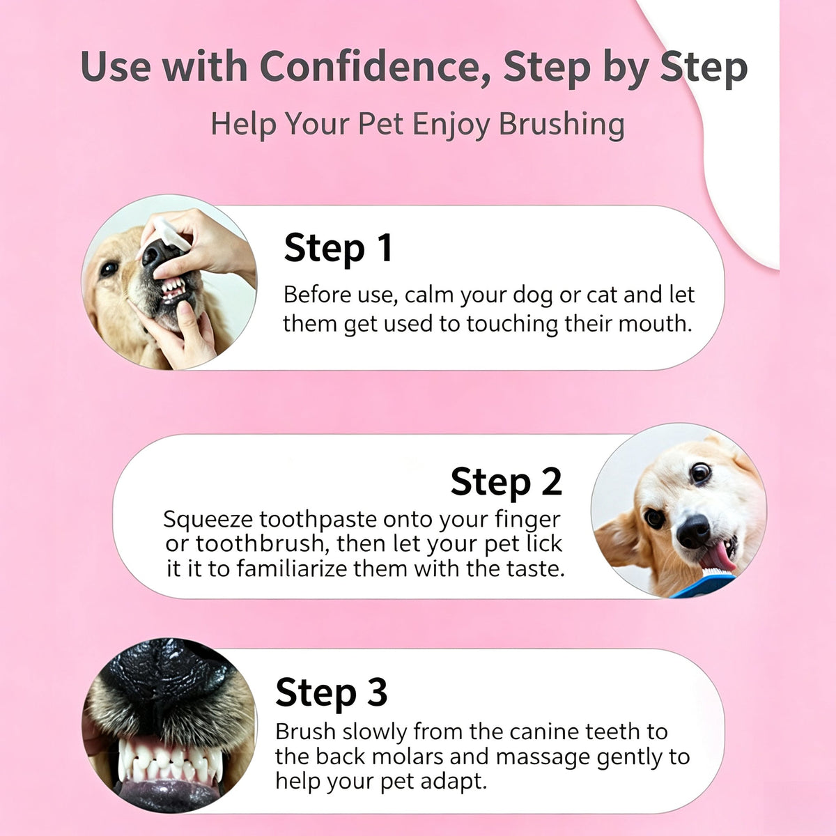 Pet Dental Cleaning Kit, Edible Safe Toothpaste & Soft Silicone Toothbrushes for Dogs and Cats