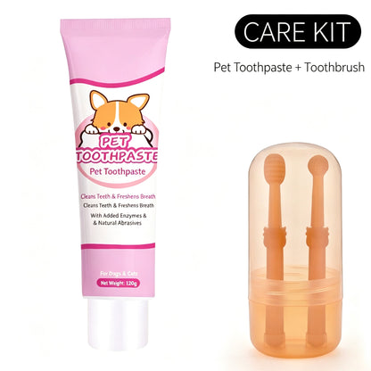 Pet Dental Cleaning Kit, Edible Safe Toothpaste & Soft Silicone Toothbrushes for Dogs and Cats