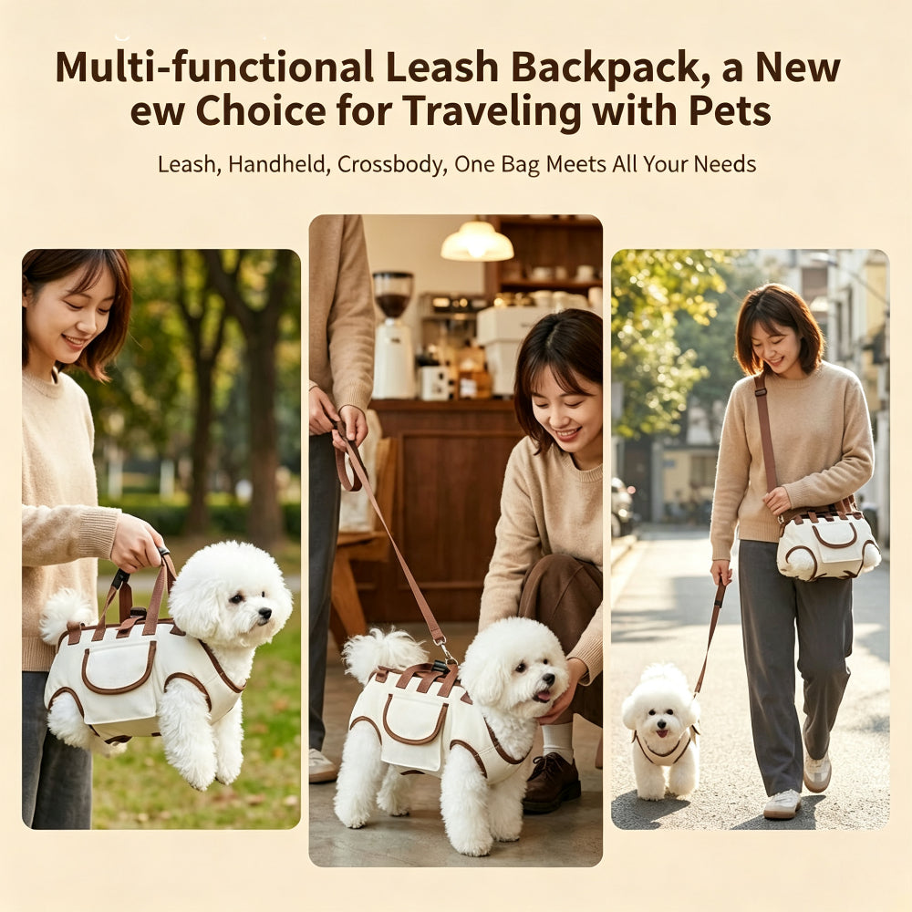 🐶Multi‑Way Pet Carrier Backpack for Small Dogs, Breathable Portable Travel Bag, Wearable as Backpack, Crossbody Sling or Hand‑held Tote